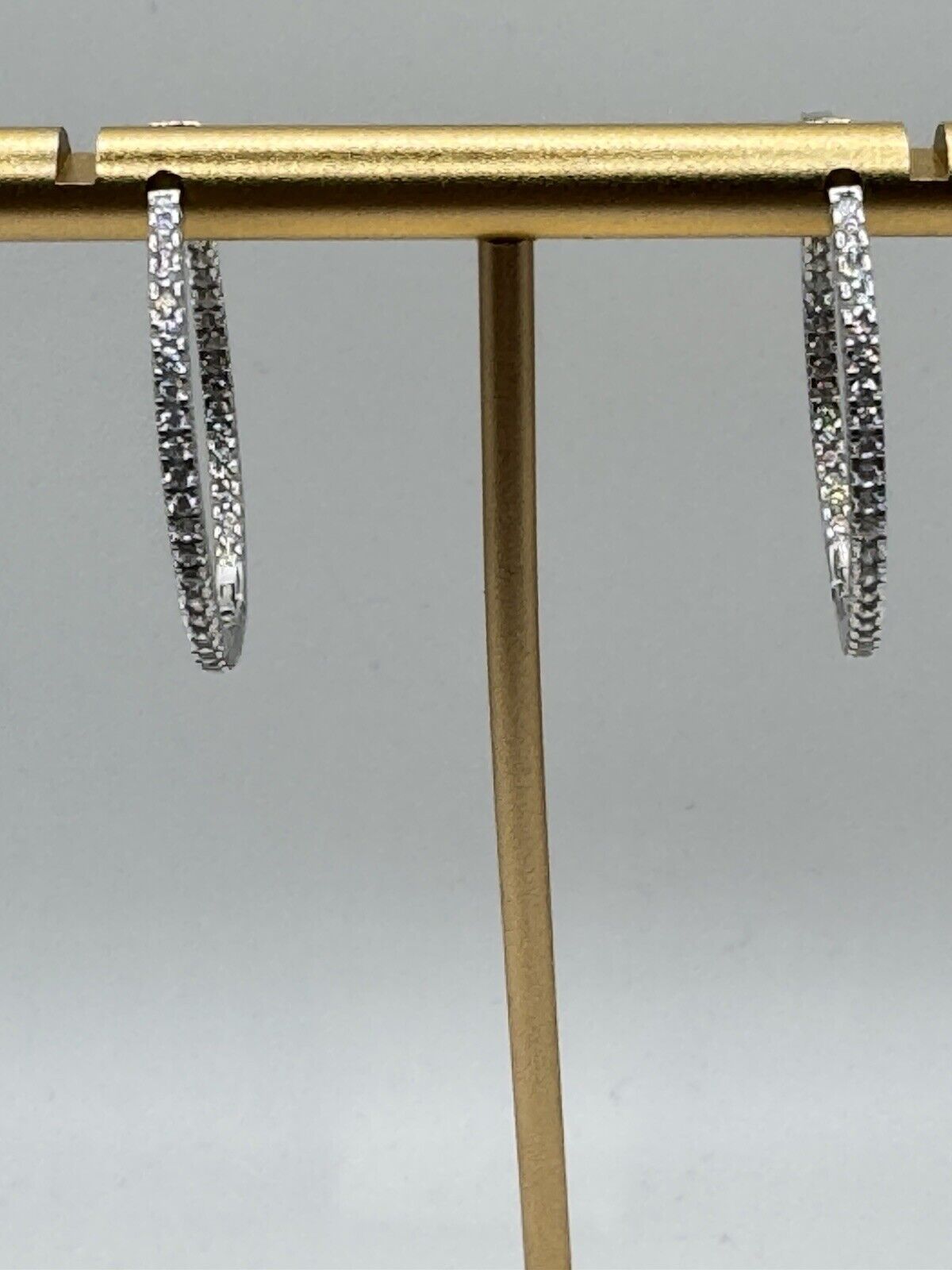 925 Sterling Silver CZ Hooped Earrings