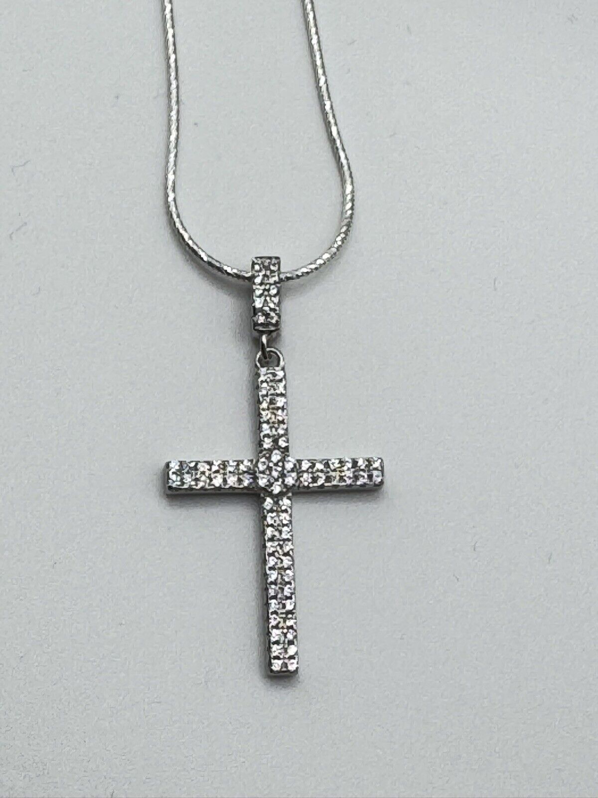Sterling Silver Clear CZ Cross Pendant Necklace
