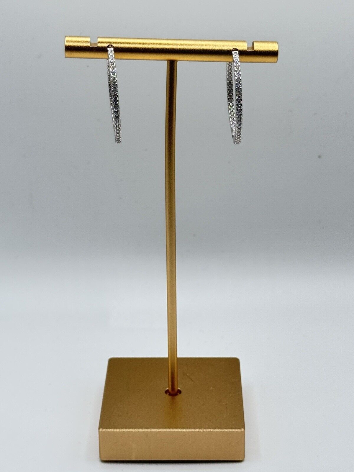 925 Sterling Silver CZ Hooped Earrings