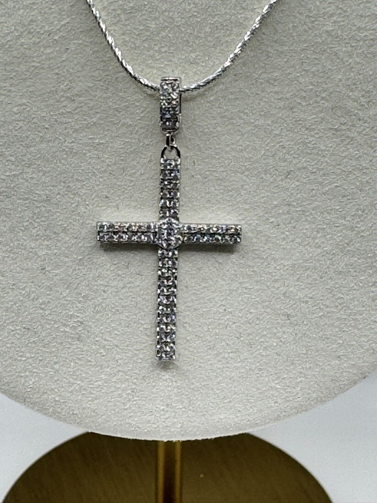 Sterling Silver Clear CZ Cross Pendant Necklace