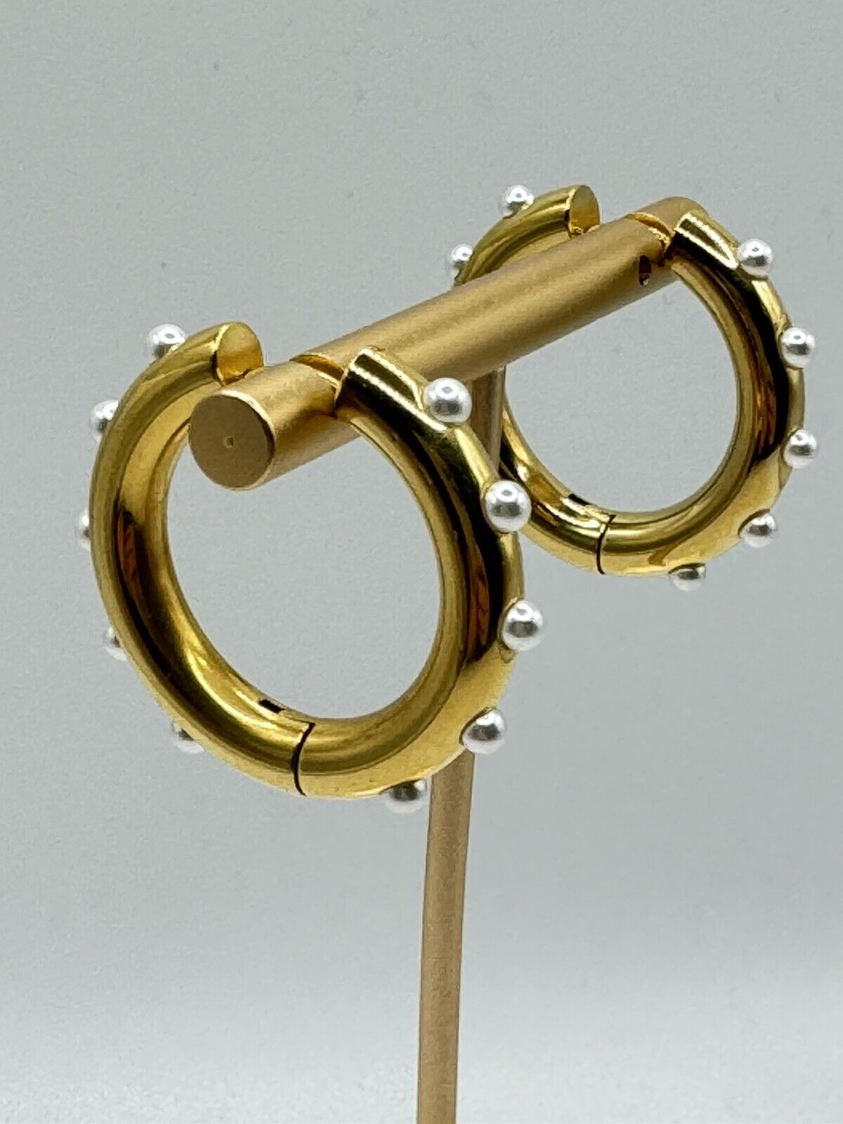 18k Gold Plated Thick Pearl Hoop Earrings