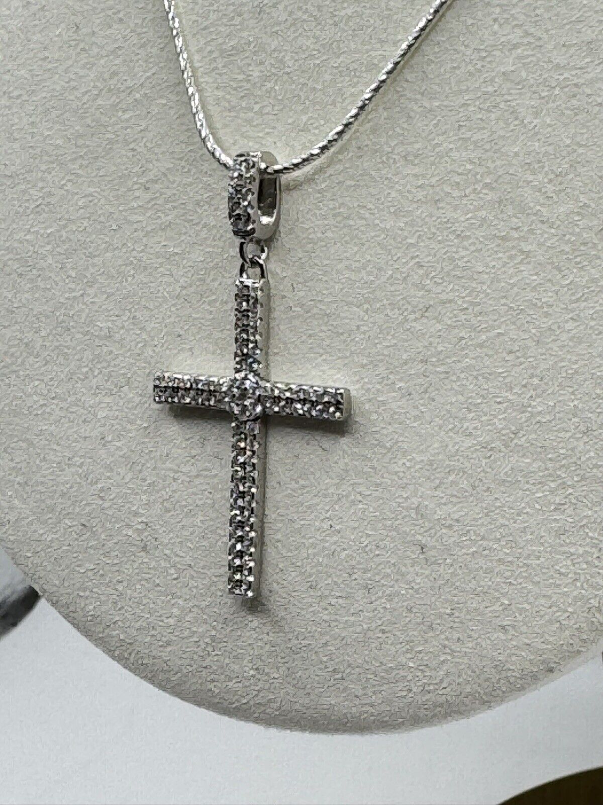 Sterling Silver Clear CZ Cross Pendant Necklace
