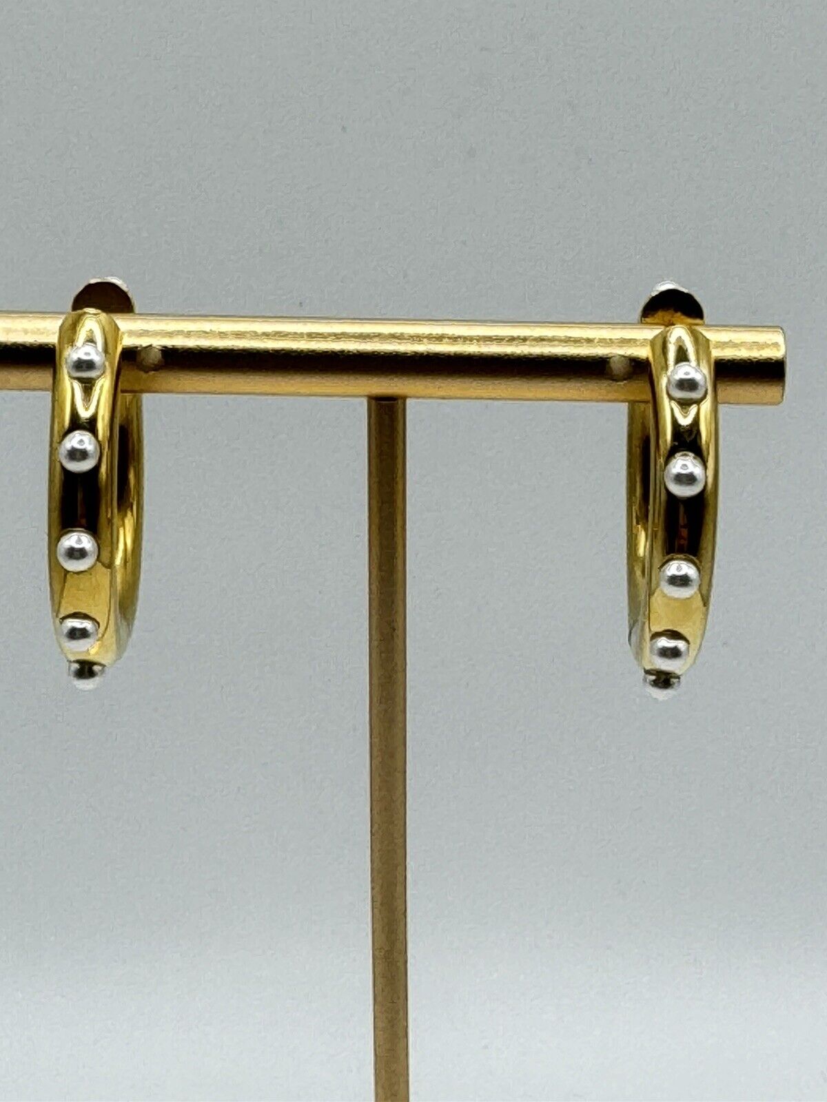 18k Gold Plated Thick Pearl Hoop Earrings