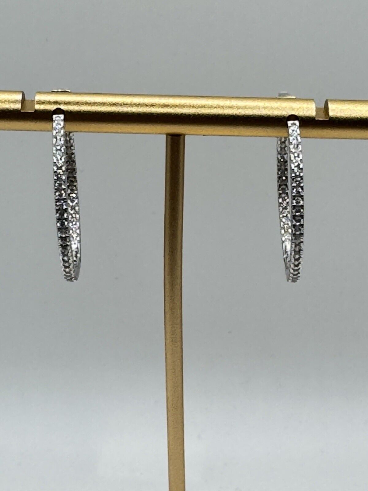 925 Sterling Silver CZ Hooped Earrings