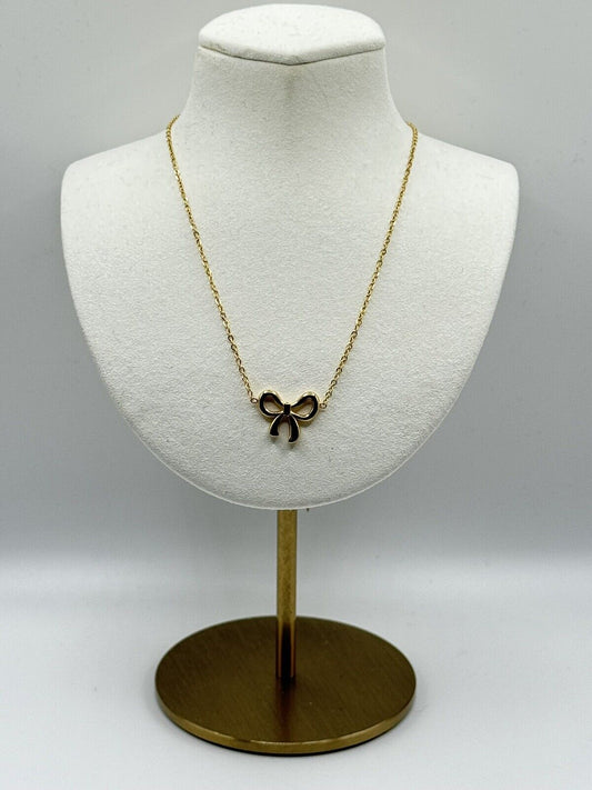 18k Plated Gold Bow Pendant Necklace