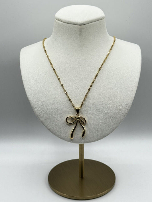 18k Plated Gold Bow Pendant Necklace