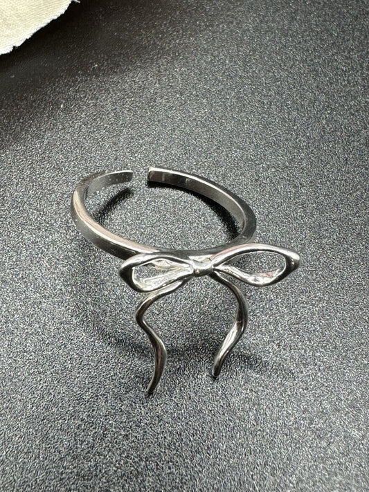 Adjustable 925 Sterling Silver Bow Ring