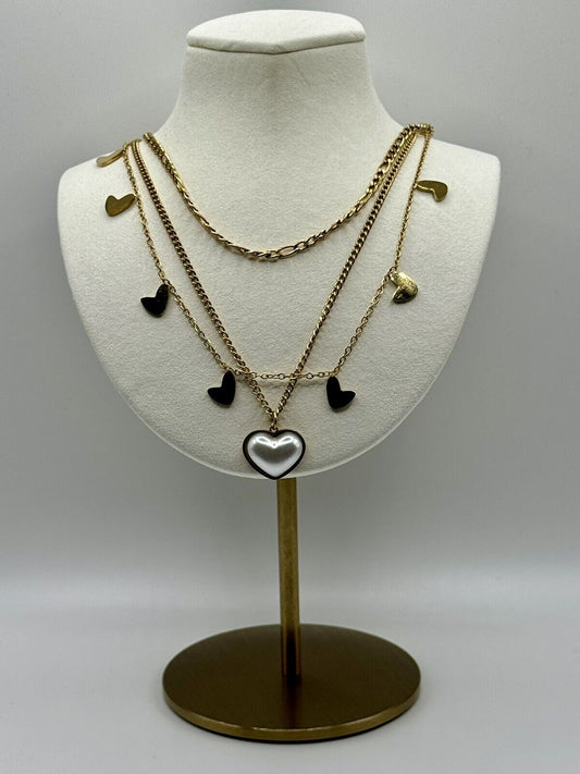 18k Gold Plated Layered Heart Necklace